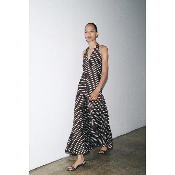 ZARA ZW COLLECTION HALTER POLKA DOT DRESS - Picture 2 of 10